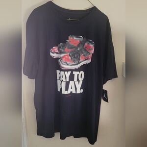 Nike Air Jordan 1 I Pay To Play Banned Bred Shirt Mens 2XL Black Chicago